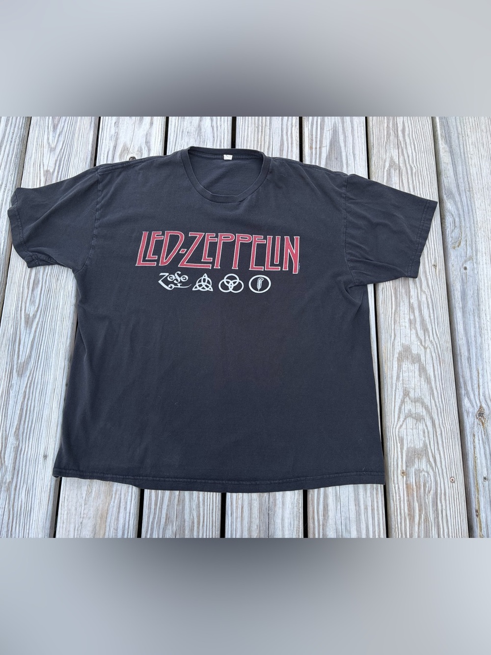 Vintage Led Zeppelin T Shirt Mens XL Black  Graphic Rock Band Symbols Metalcore